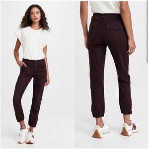 New! PAIGE Mayslie Jogger in Vintage Black Cherry 28 Cargo Zip Ankle